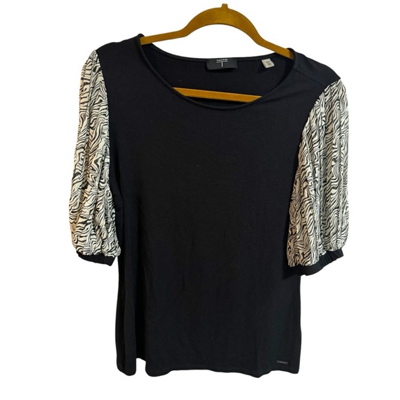 Tahari Black and White Zebra Sleeve Blouse - Picture 1 of 7